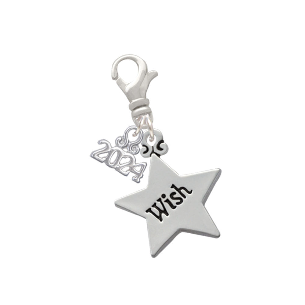 Delight Jewelry Silvertone Large Message Star Clip on Charm with Year 2024 Image 4