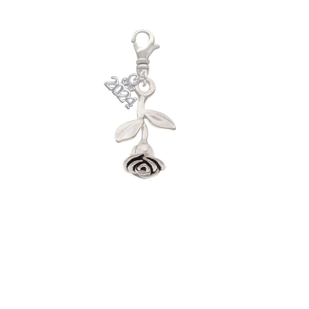 Delight Jewelry Plated Stemmed Rose Clip on Charm with Year 2024 Image 2