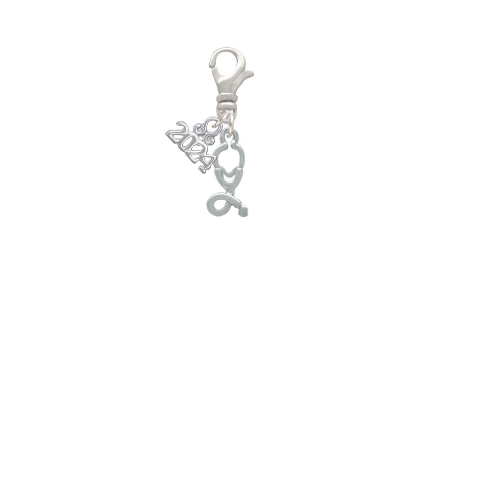 Delight Jewelry Plated Stethoscope Clip on Charm with Year 2024 Image 2