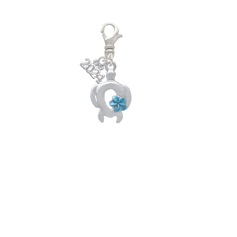 Delight Jewelry Plated Open Sea Turtle with Enamel Plumeria Clip on Charm with Year 2024 Image 2