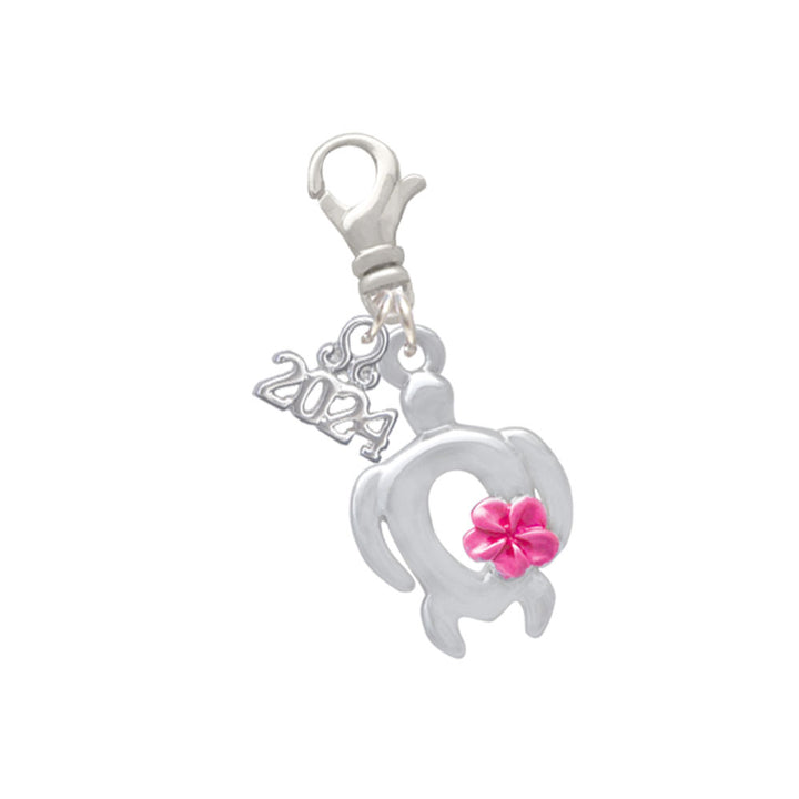 Delight Jewelry Plated Open Sea Turtle with Enamel Plumeria Clip on Charm with Year 2024 Image 4