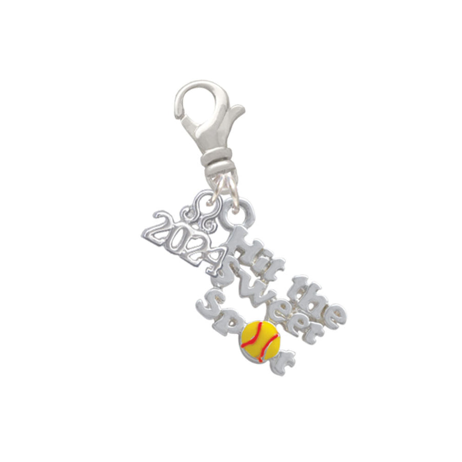 Delight Jewelry Silvertone Hit the Sweet Spot with Color Softball Clip on Charm with Year 2024 Image 1