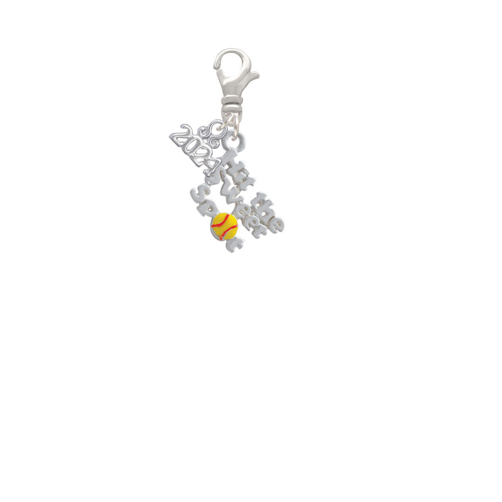 Delight Jewelry Silvertone Hit the Sweet Spot with Color Softball Clip on Charm with Year 2024 Image 2