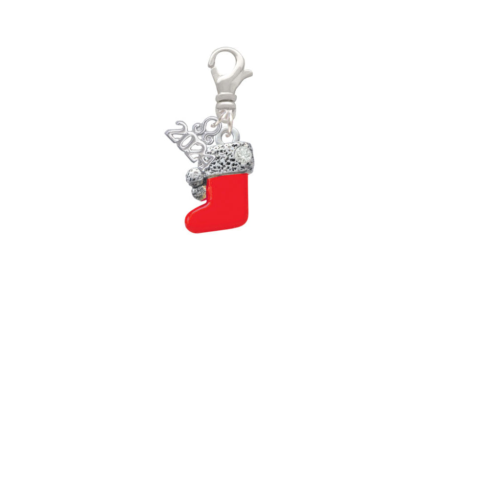 Delight Jewelry Plated 3-D Christmas Stocking Clip on Charm with Year 2024 Image 2