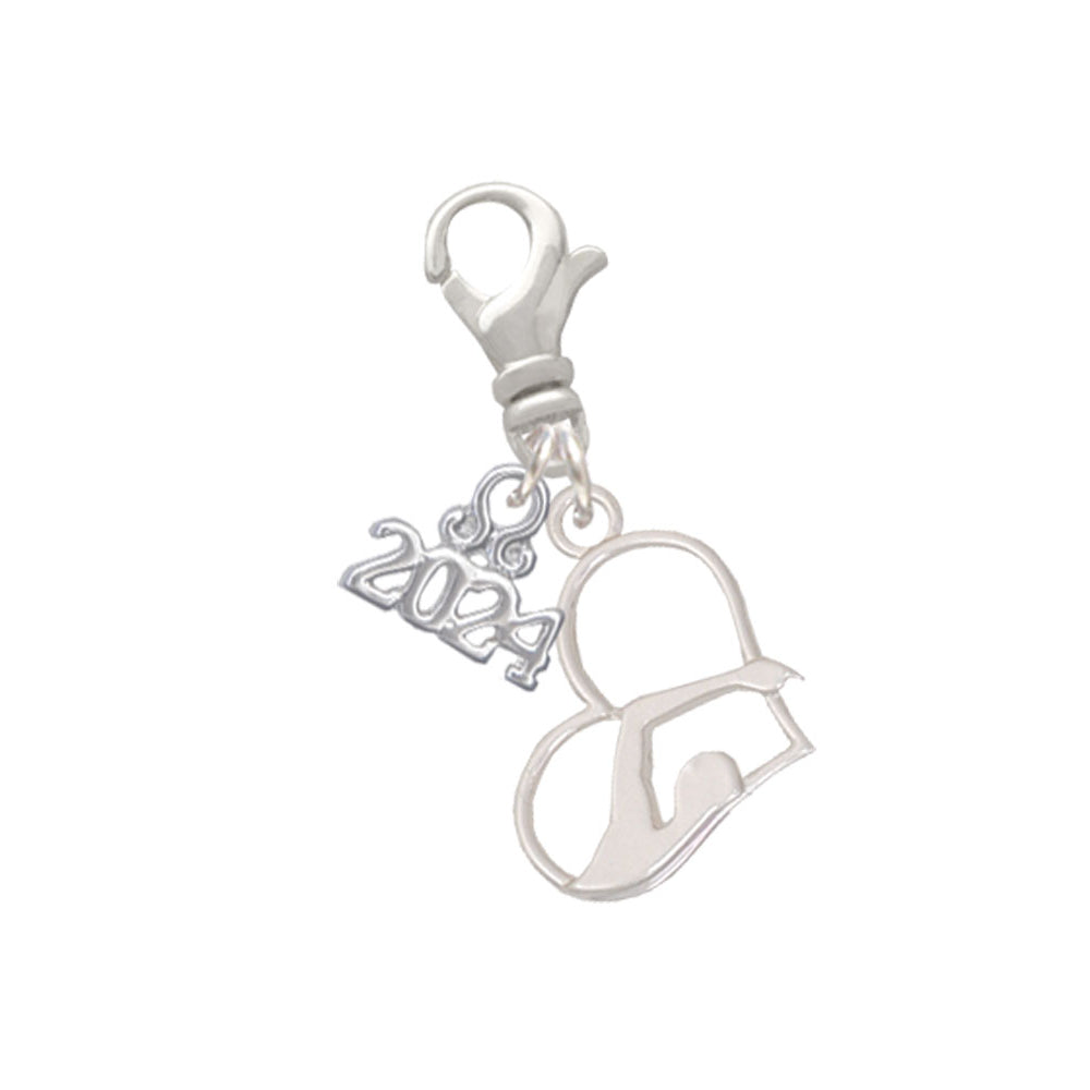 Delight Jewelry Plated Swimmer in Heart Clip on Charm with Year 2024 Image 1