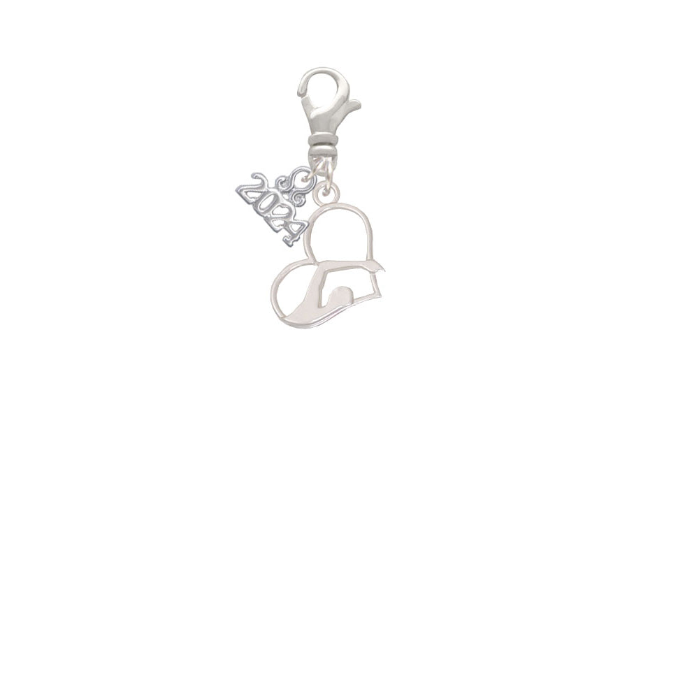 Delight Jewelry Plated Swimmer in Heart Clip on Charm with Year 2024 Image 2