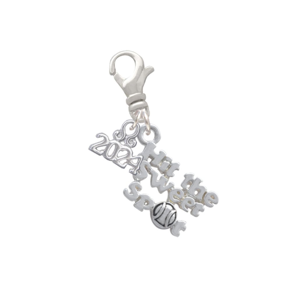 Delight Jewelry Silvertone Hit the Sweet Spot with Color Softball Clip on Charm with Year 2024 Image 1