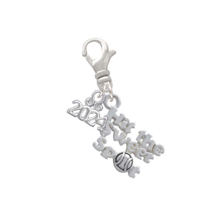 Delight Jewelry Silvertone Hit the Sweet Spot with Color Softball Clip on Charm with Year 2024 Image 4