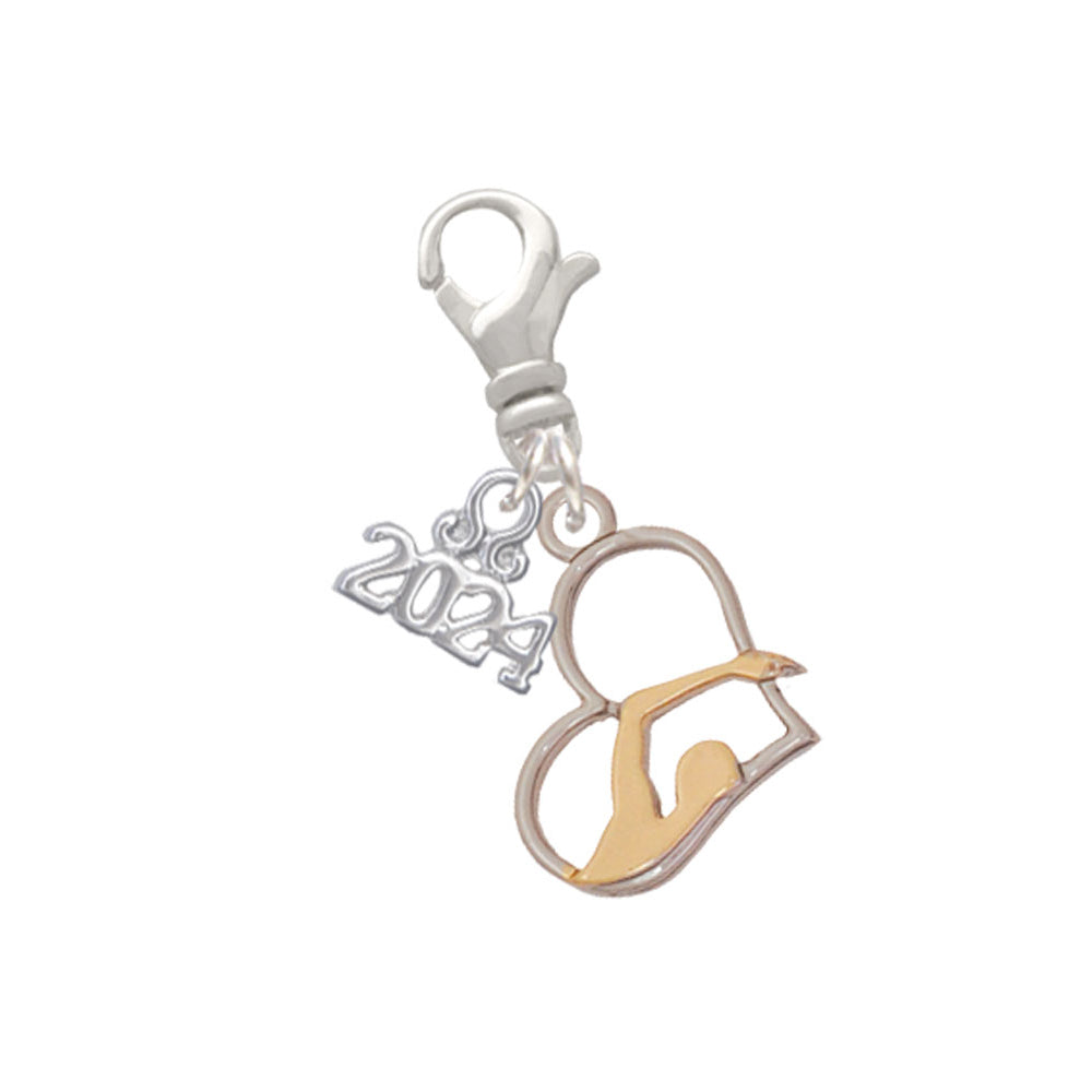 Delight Jewelry Plated Swimmer in Heart Clip on Charm with Year 2024 Image 4