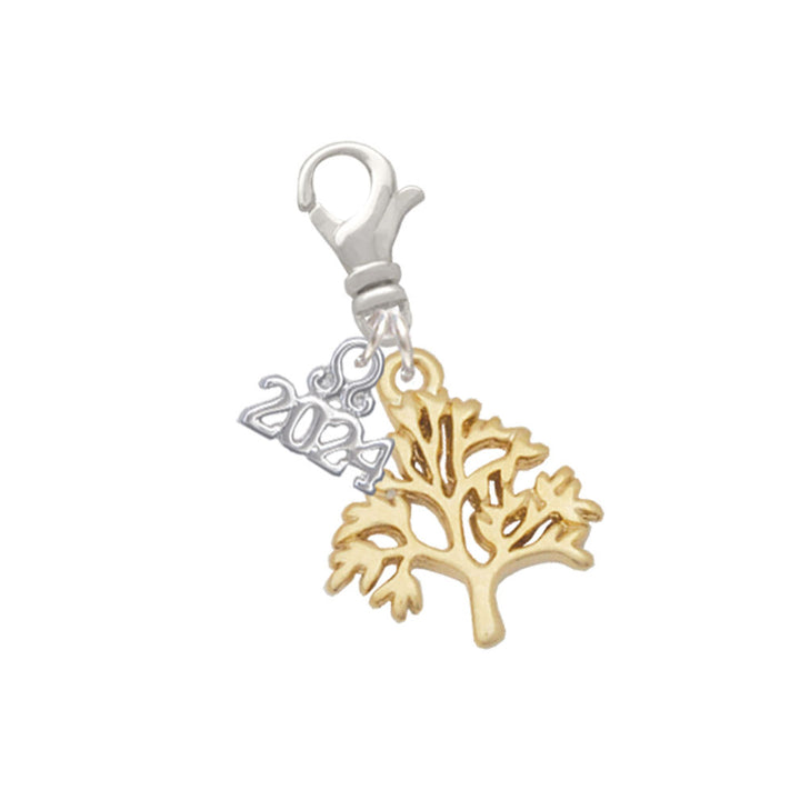 Delight Jewelry Plated Medium Tree of Life Clip on Charm with Year 2024 Image 4