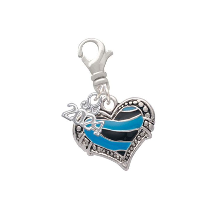 Delight Jewelry Plated Enamel Tiger Print Heart Clip on Charm with Year 2024 Image 1