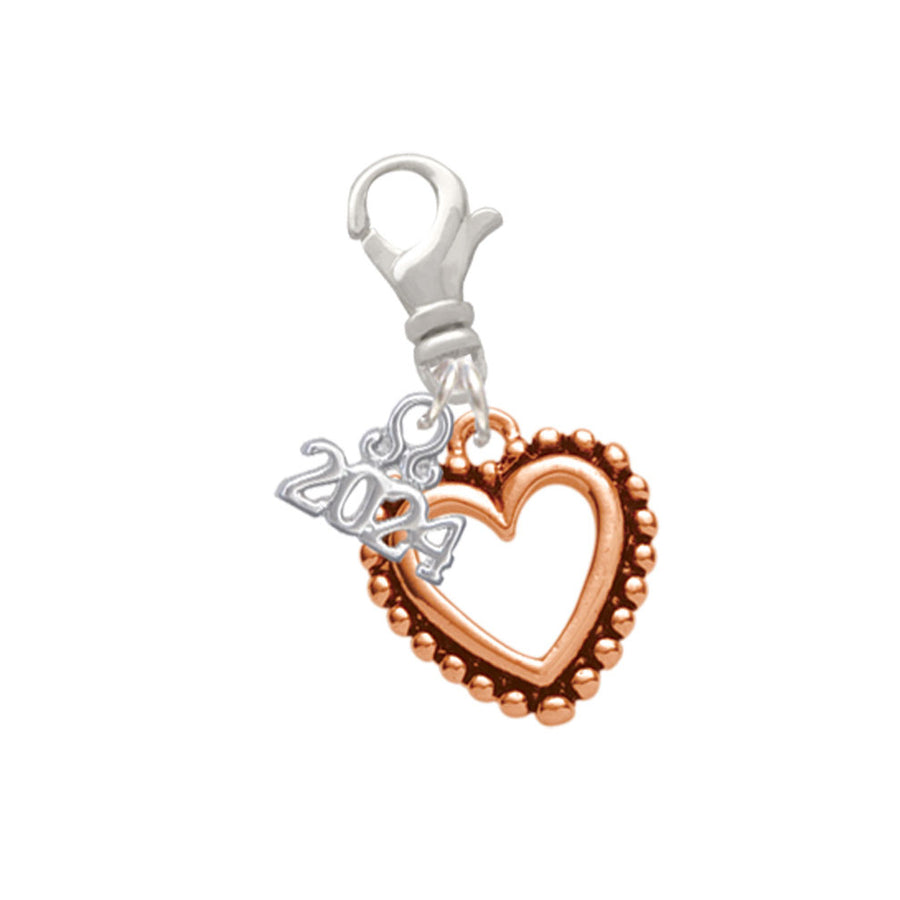 Delight Jewelry Rose Goldtone Open Heart Clip on Charm with Year 2024 Image 1