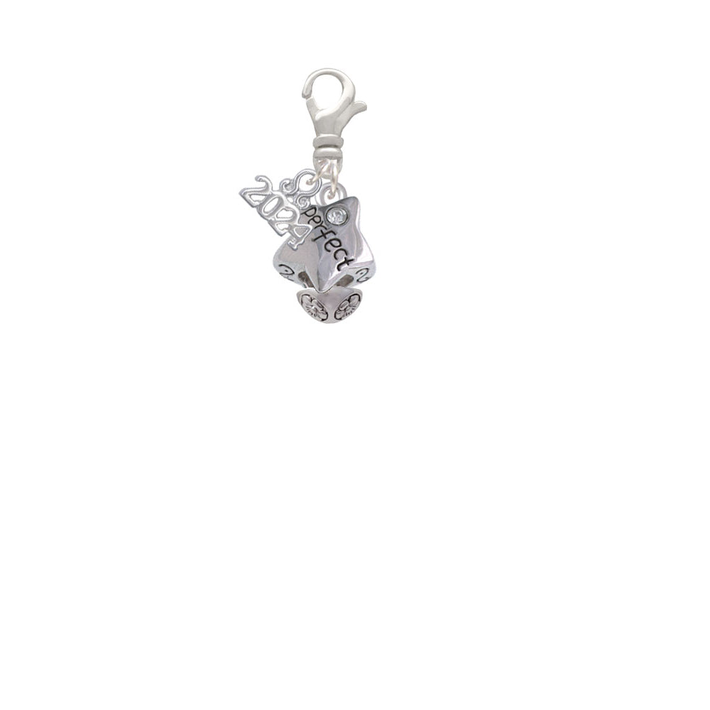 Delight Jewelry Silvertone Perfect Star with Crystal Clip on Charm with Year 2024 Image 2