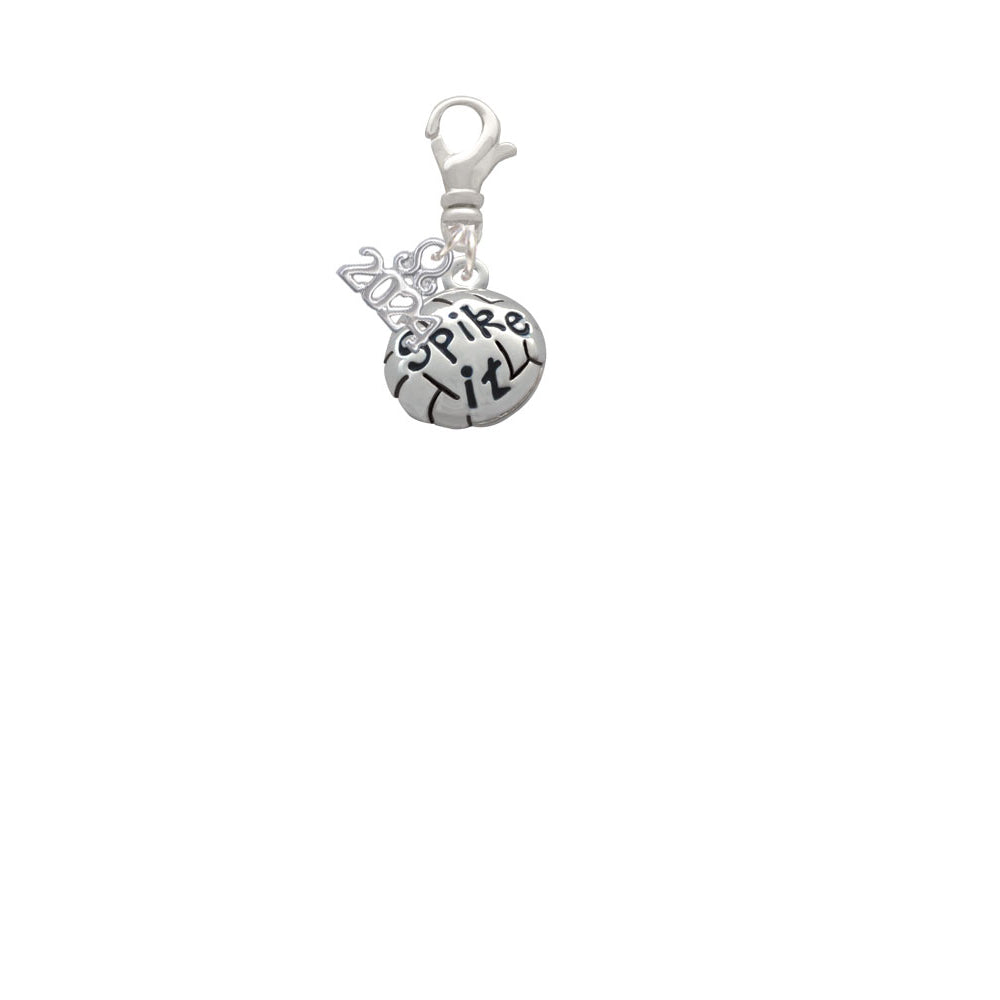 Delight Jewelry Silvertone Volleyball Message Clip on Charm with Year 2024 Image 2