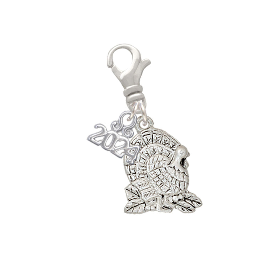 Delight Jewelry Plated Medium Turkey Clip on Charm with Year 2024 Image 1