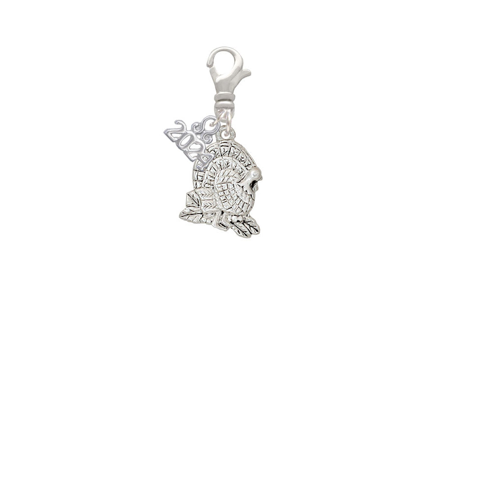 Delight Jewelry Plated Medium Turkey Clip on Charm with Year 2024 Image 2