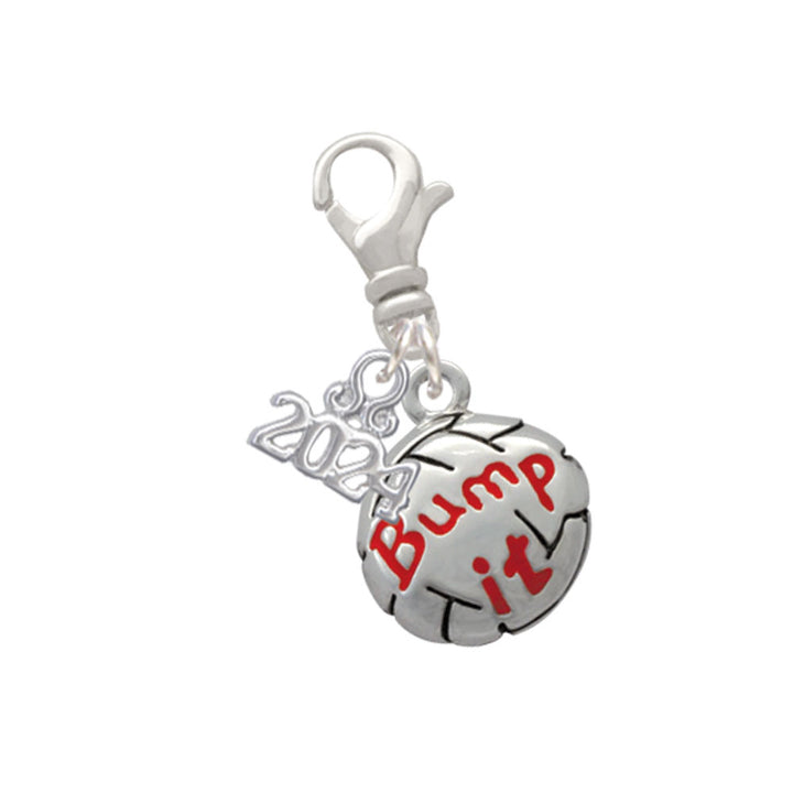 Delight Jewelry Silvertone Volleyball Message Clip on Charm with Year 2024 Image 6