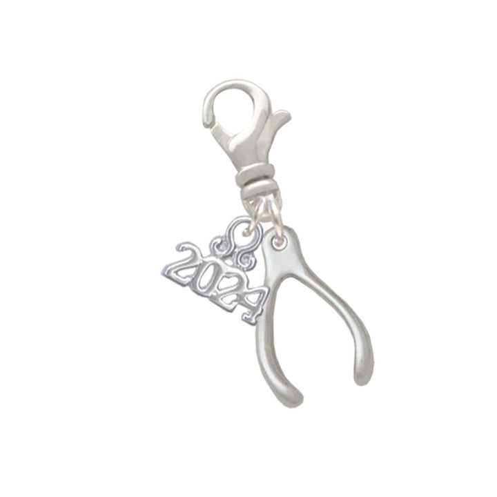 Delight Jewelry Plated Wishbone Clip on Charm with Year 2024 Image 4