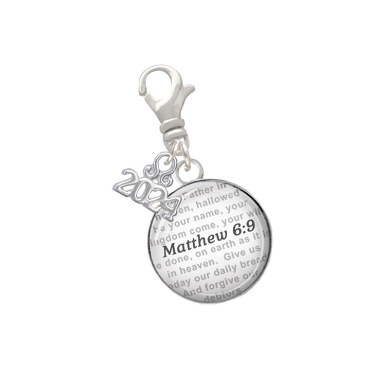 Delight Jewelry Silvertone Domed Verse Clip on Charm with Year 2024 Image 1