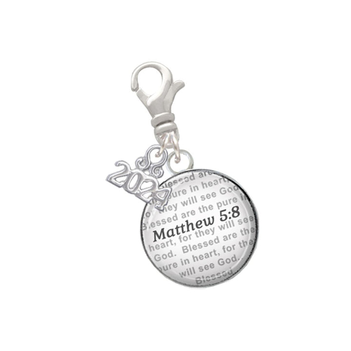 Delight Jewelry Silvertone Domed Verse Clip on Charm with Year 2024 Image 1