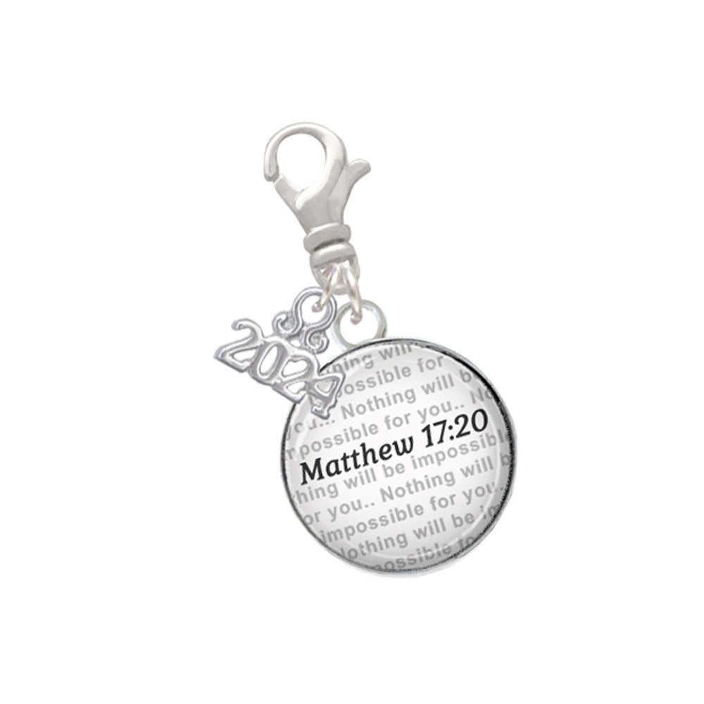 Delight Jewelry Silvertone Domed Verse Clip on Charm with Year 2024 Image 3