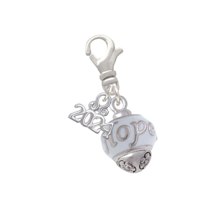 Delight Jewelry Silvertone Message on White Spinners Clip on Charm with Year 2024 Image 4