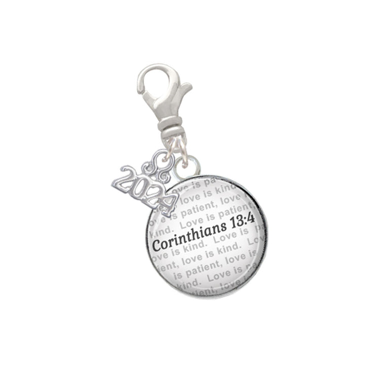 Delight Jewelry Silvertone Domed Verse Clip on Charm with Year 2024 Image 4