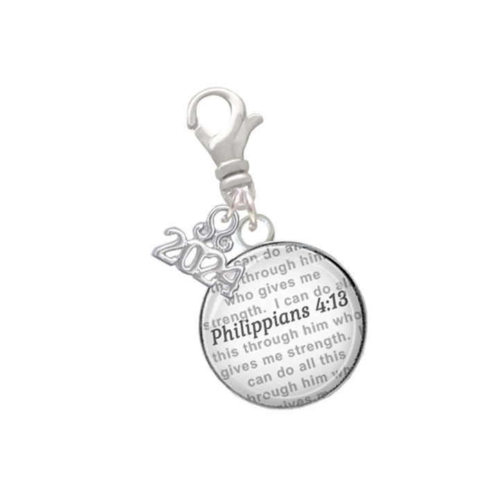 Delight Jewelry Silvertone Domed Verse Clip on Charm with Year 2024 Image 4