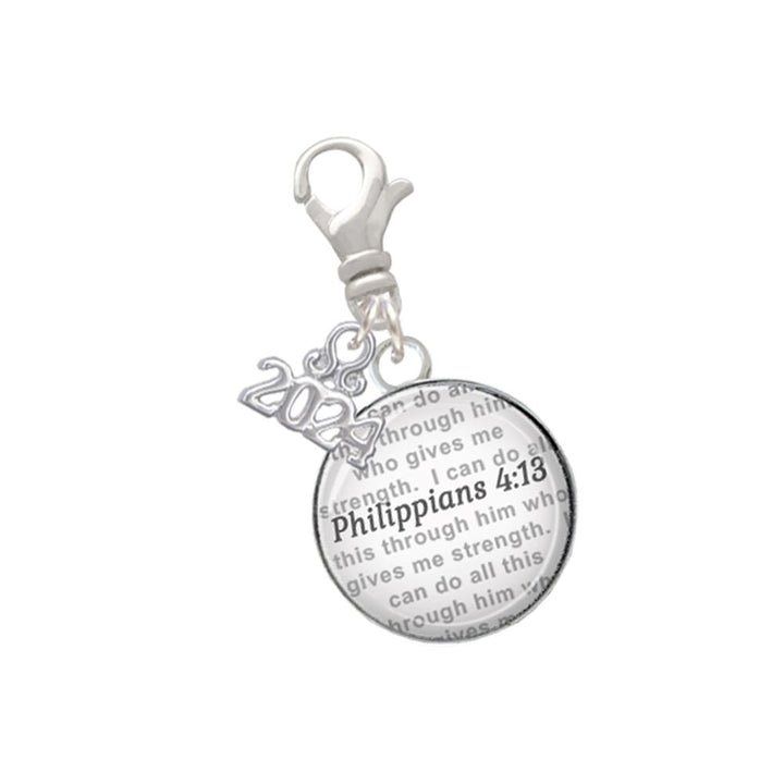 Delight Jewelry Silvertone Domed Verse Clip on Charm with Year 2024 Image 1