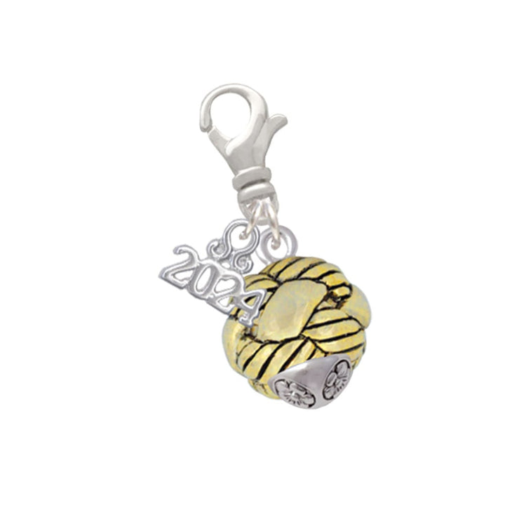 Delight Jewelry Plated Large Woven Rope Spinner Clip on Charm with Year 2024 Image 1