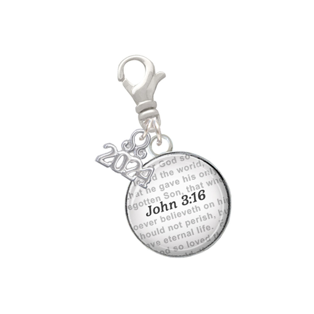 Delight Jewelry Silvertone Domed Verse Clip on Charm with Year 2024 Image 7