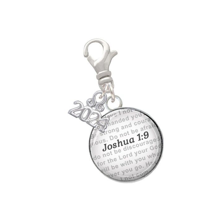 Delight Jewelry Silvertone Domed Verse Clip on Charm with Year 2024 Image 1