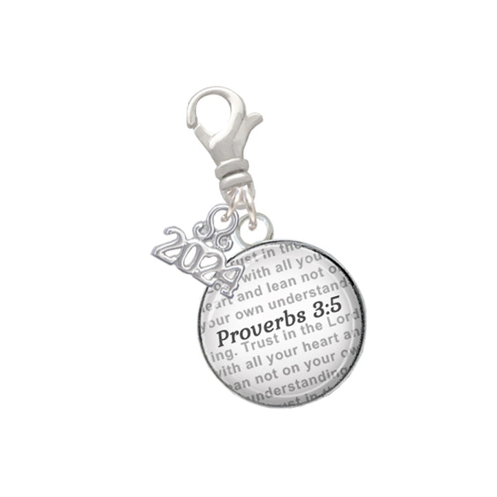 Delight Jewelry Silvertone Domed Verse Clip on Charm with Year 2024 Image 9