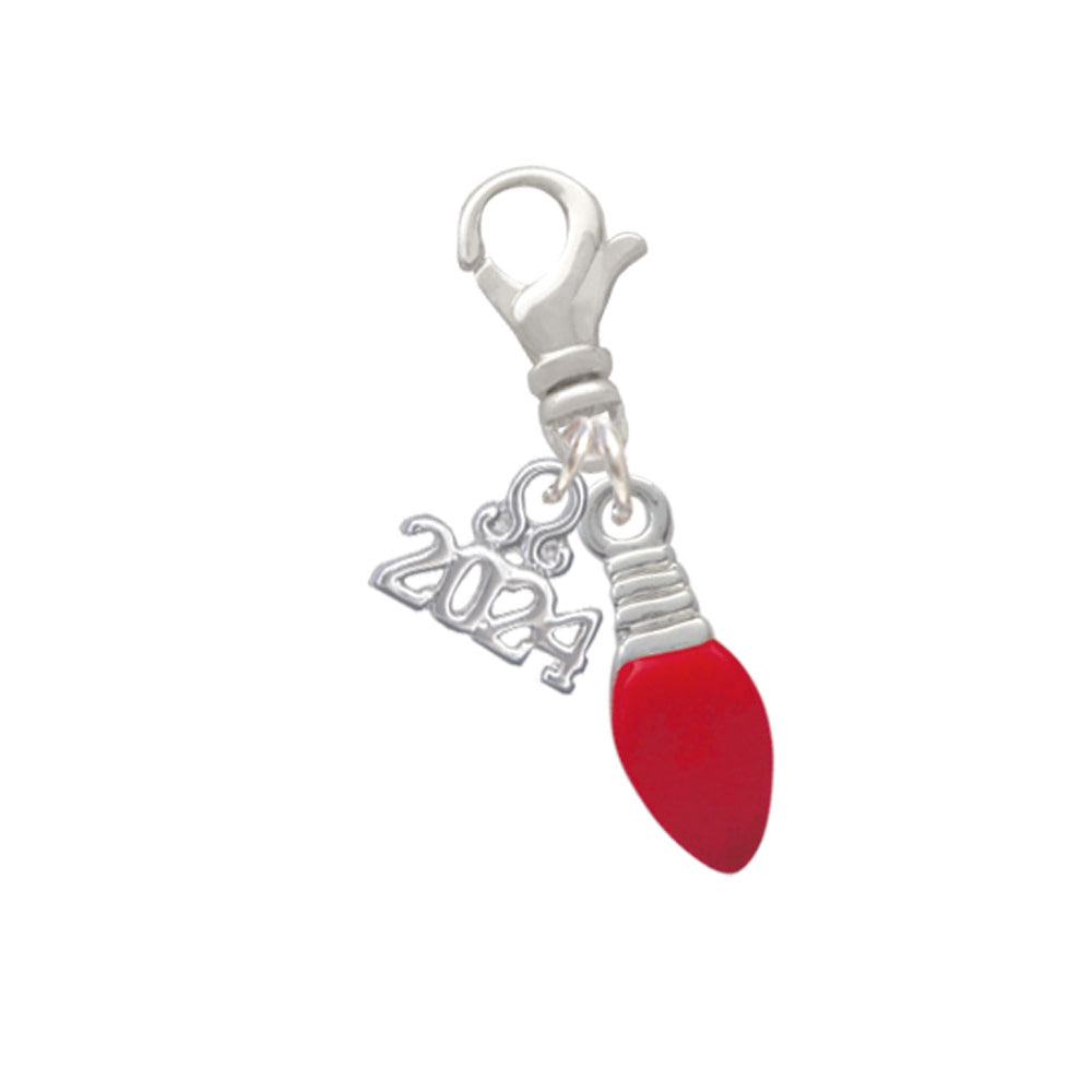 Delight Jewelry Silvertone Enamel Christmas Light Clip on Charm with Year 2024 Image 1