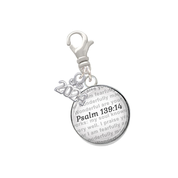 Delight Jewelry Silvertone Domed Verse Clip on Charm with Year 2024 Image 12