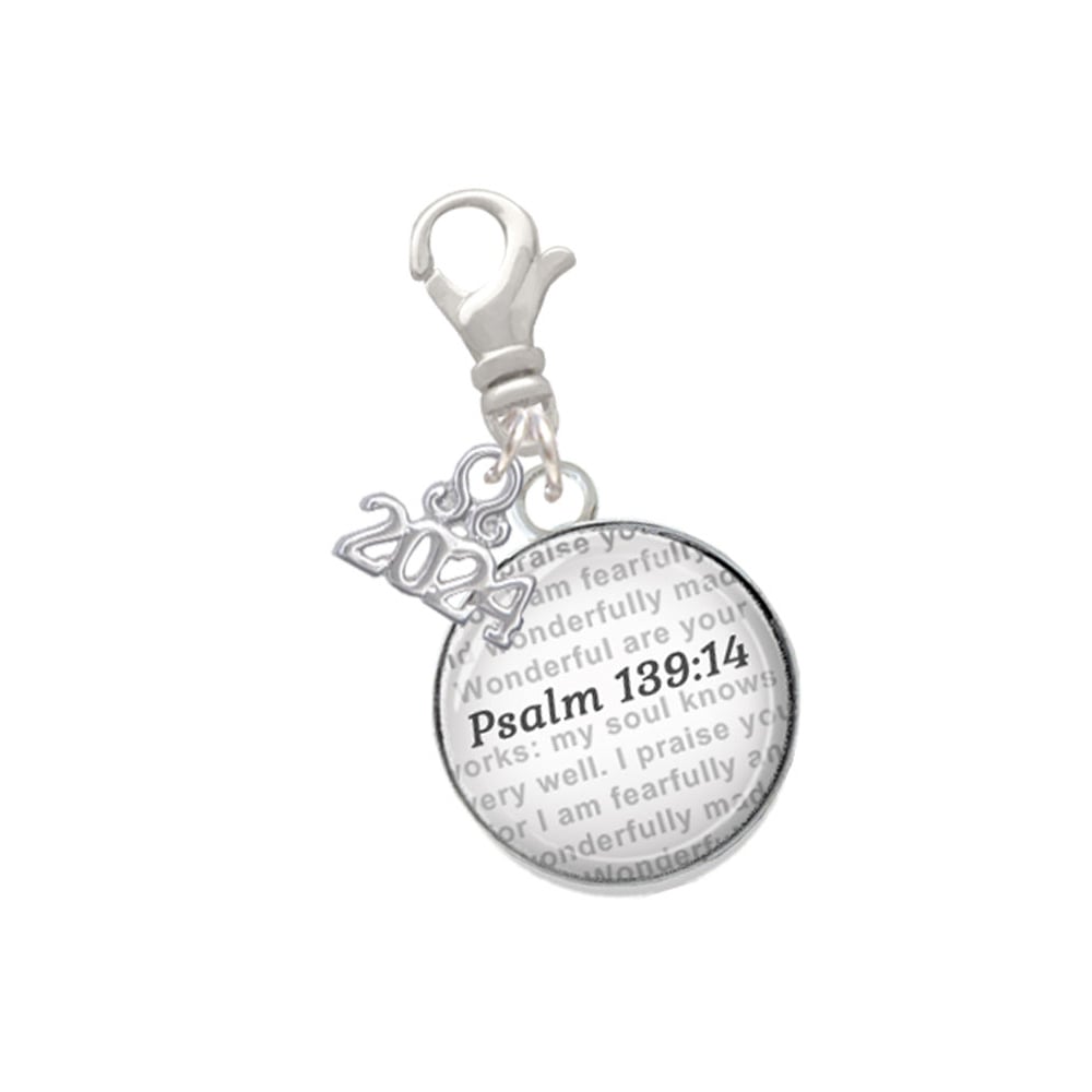 Delight Jewelry Silvertone Domed Verse Clip on Charm with Year 2024 Image 1