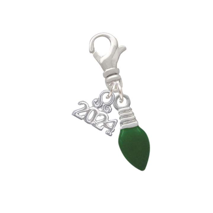 Delight Jewelry Silvertone Enamel Christmas Light Clip on Charm with Year 2024 Image 1