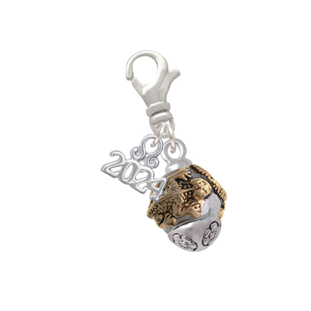 Delight Jewelry Goldtone Lizards on Silvertone Band Spinner Clip on Charm with Year 2024 Image 1
