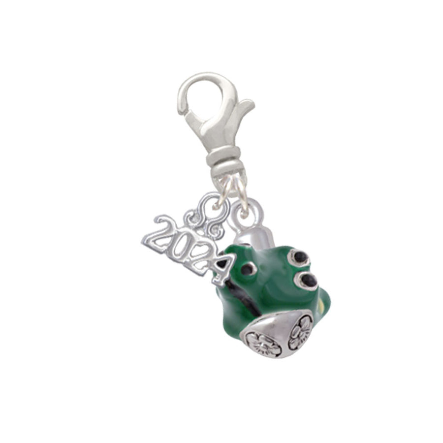 Delight Jewelry Silvertone Green Enamel Alligator Spinner Clip on Charm with Year 2024 Image 1