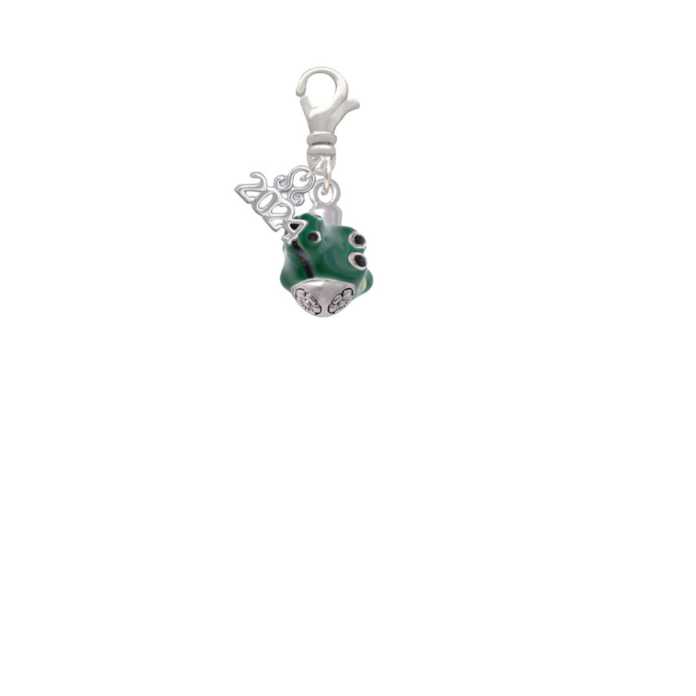 Delight Jewelry Silvertone Green Enamel Alligator Spinner Clip on Charm with Year 2024 Image 2