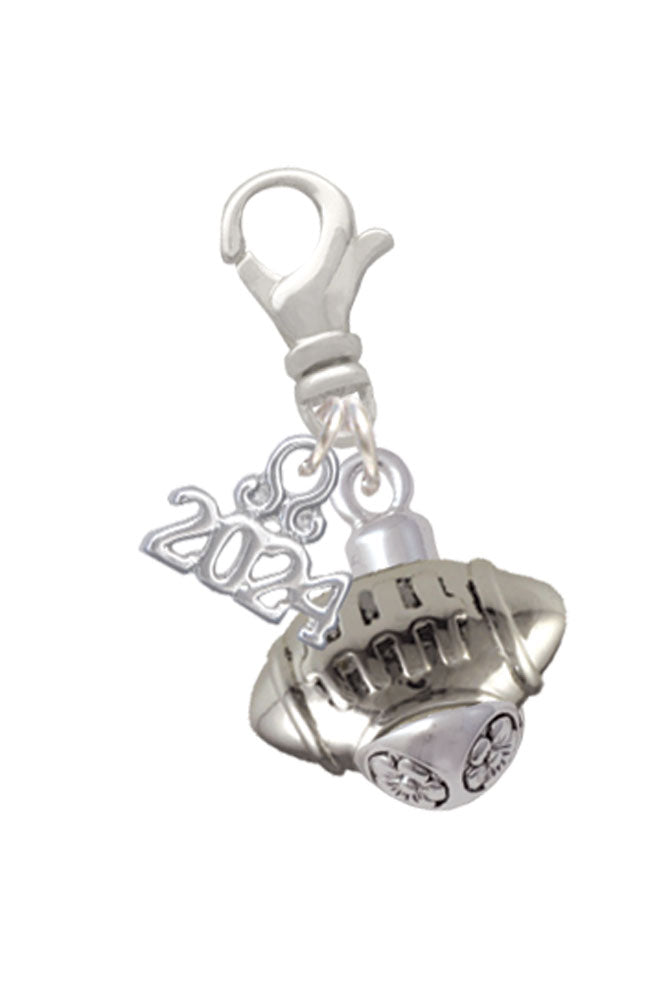 Delight Jewelry Silvertone Football Spinner Clip on Charm with Year 2024 Image 1