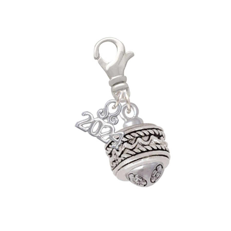 Delight Jewelry Silvertone Zig Zag with Braid Spinner Clip on Charm with Year 2024 Image 1