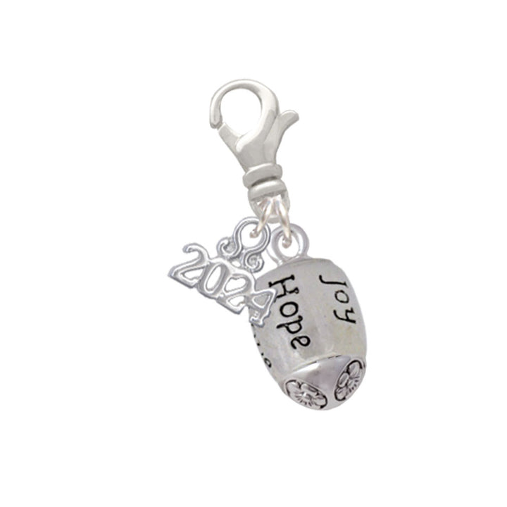 Delight Jewelry Silvertone LoveFaithPrayPeaceJoyHope Spinner Clip on Charm with Year 2024 Image 1