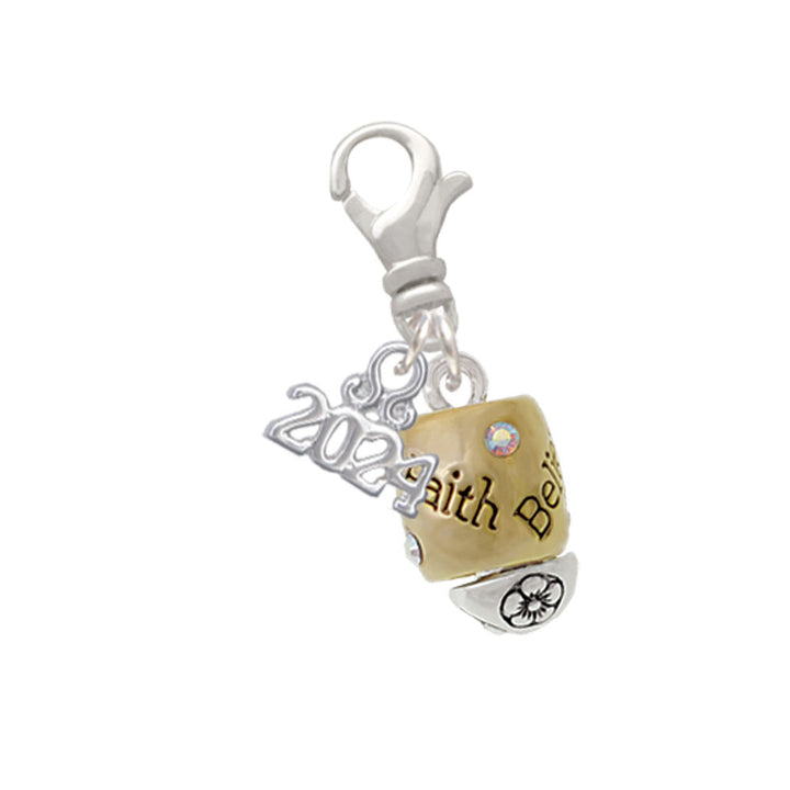 Delight Jewelry Two-tone Love Hope Faith Believe Spinner Clip on Charm with Year 2024 Image 1