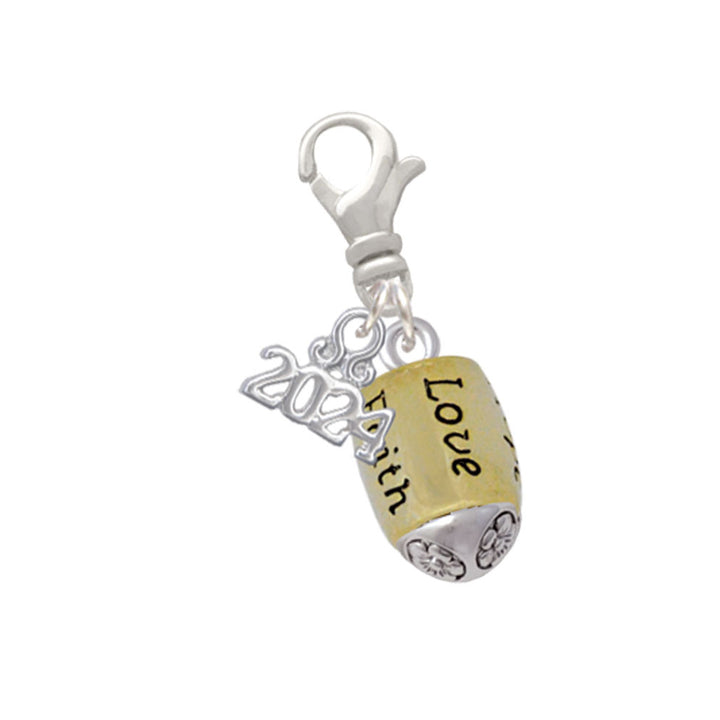 Delight Jewelry Goldtone LoveFaithPrayPeaceJoyHope Spinner Clip on Charm with Year 2024 Image 1