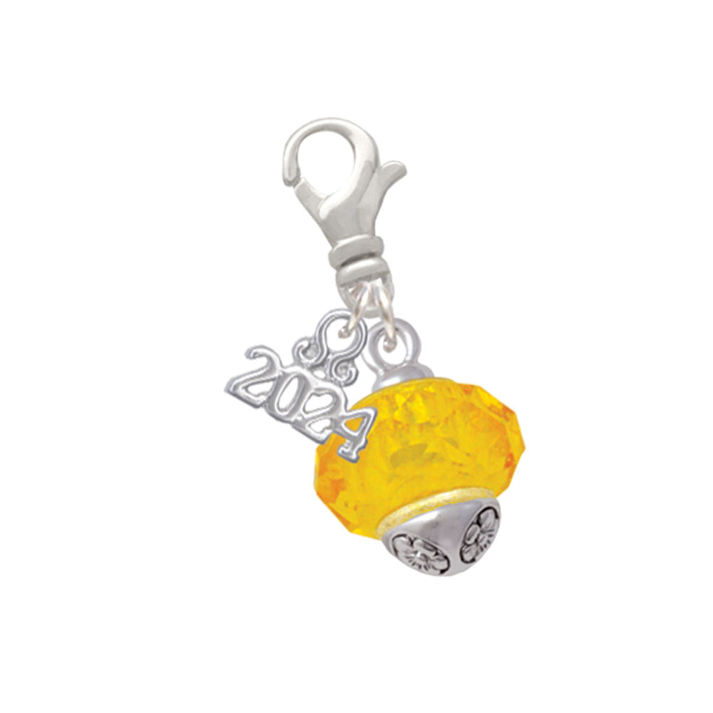 Delight Jewelry Yellow Faceted Glass Goldtone Spinner Clip on Charm with Year 2024 Image 1