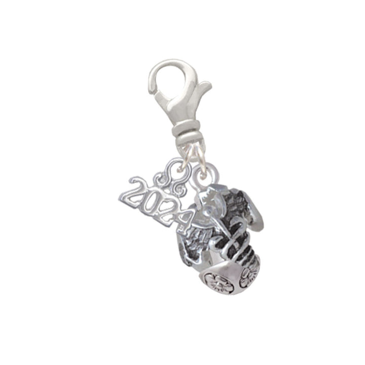 Delight Jewelry Silvertone Nursing Medley - Nurse HatChartCaduceus Spinner Clip on Charm with Year 2024 Image 1