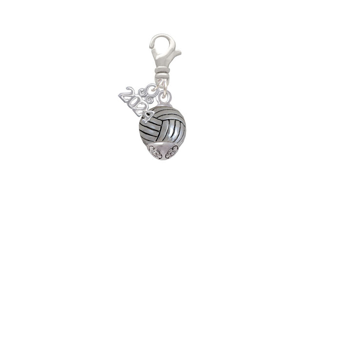 Delight Jewelry Silvertone Volleyball Spinner Clip on Charm with Year 2024 Image 2