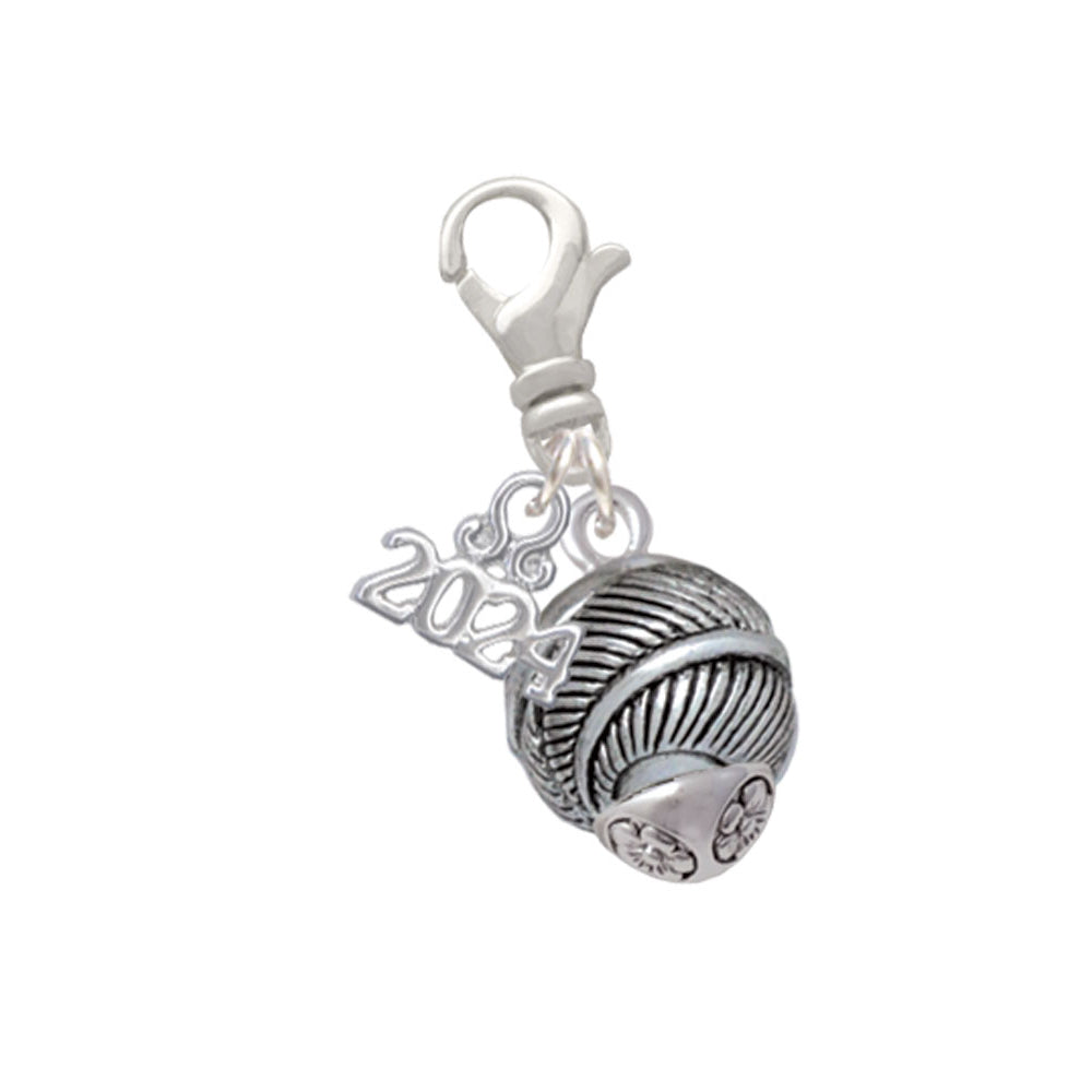 Delight Jewelry Silvertone Feather Spinner Clip on Charm with Year 2024 Image 1