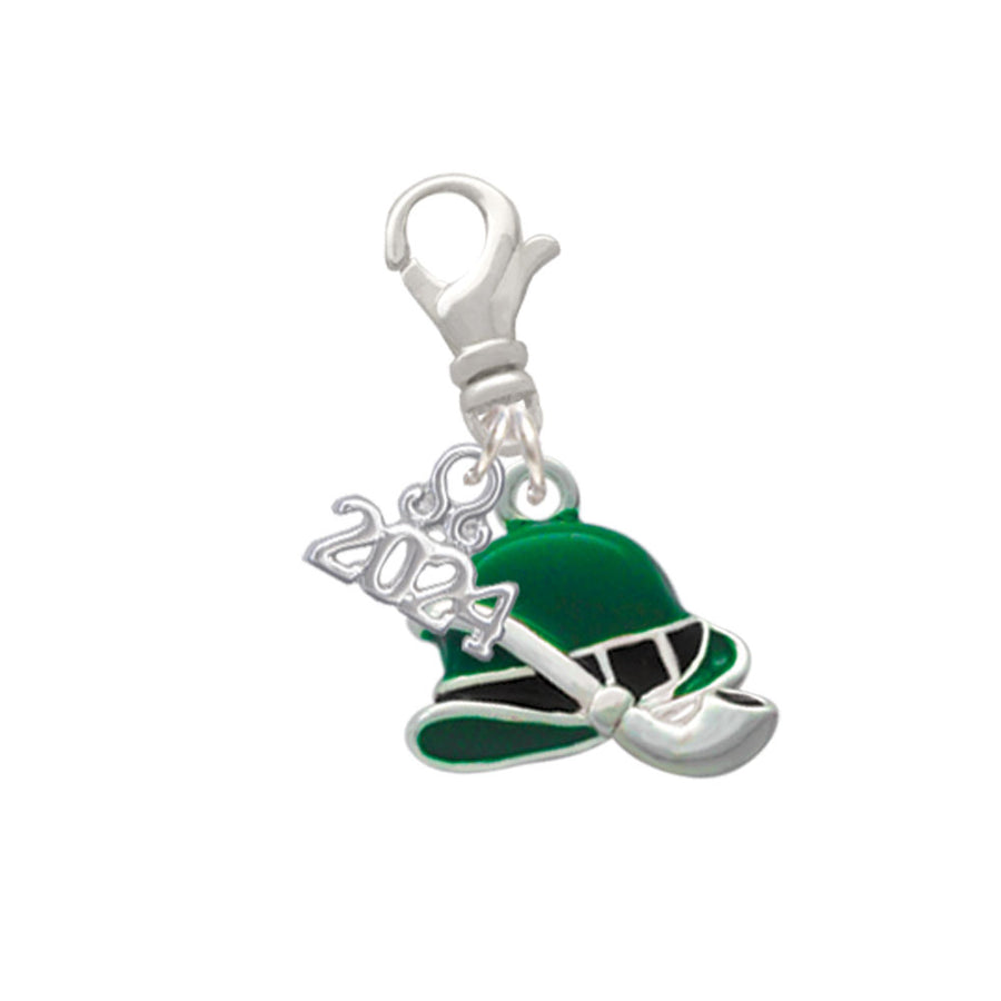 Delight Jewelry Silvertone Derby Hat with Pipe Clip on Charm with Year 2024 Image 1